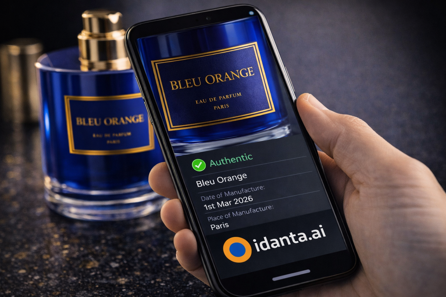 idanta.ai scanning a luxury product label